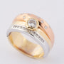 Massieve gouden tri-color (scharnier/reuma) ring met 20 briljanten