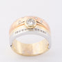 Massieve gouden tri-color (scharnier/reuma) ring met 20 briljanten