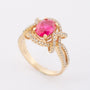 Gouden entourage ring met briljanten en robijnen