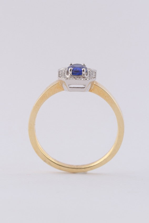 Gouden ring met saffier en briljanten