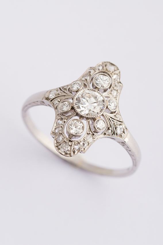 Art Déco prinsessen ring met briljant