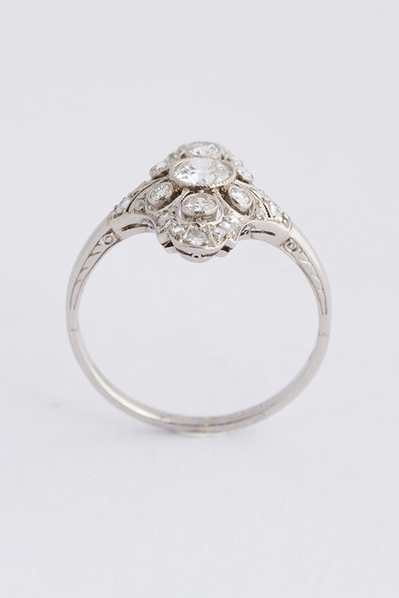 Art Déco prinsessen ring met briljant