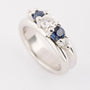 Solid platinum ring with 3 brilliants and 2 sapphires