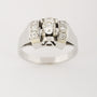 Platinum démodé (retro) ring with brilliant cut diamond
