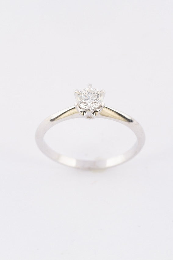Platinum solitaire ring with a 0.43 ct brilliant.