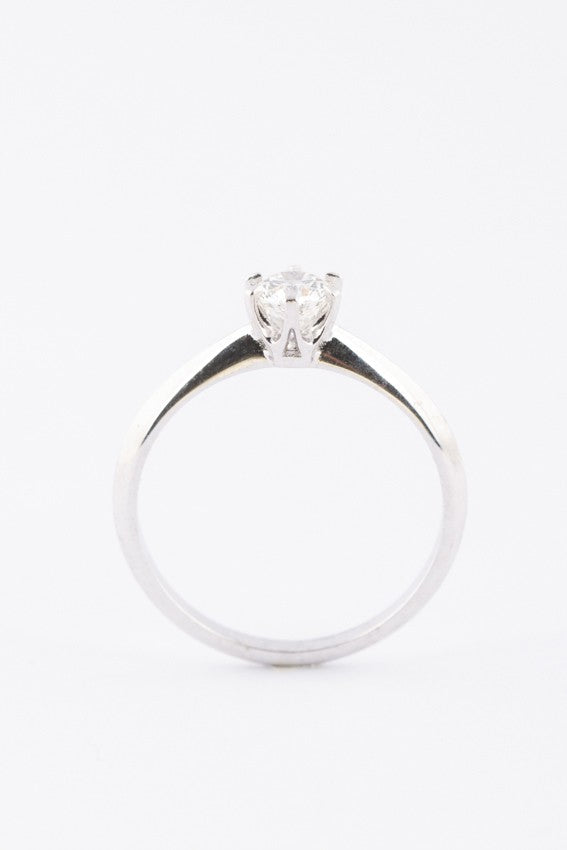 Platinum solitaire ring with a 0.43 ct brilliant.