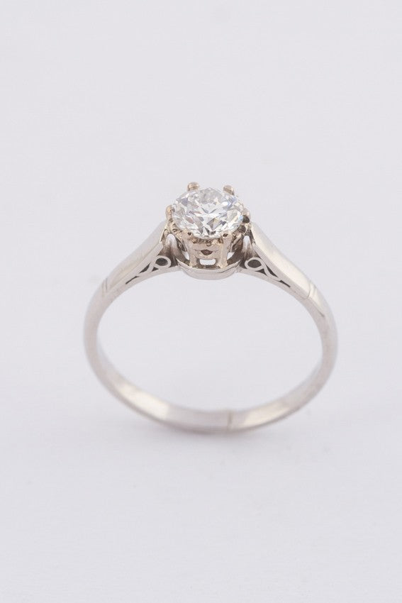 wit gouden solitair ring met een briljant (0.67 ct.)