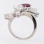 White gold fantasy ring with ruby ​​and diamond