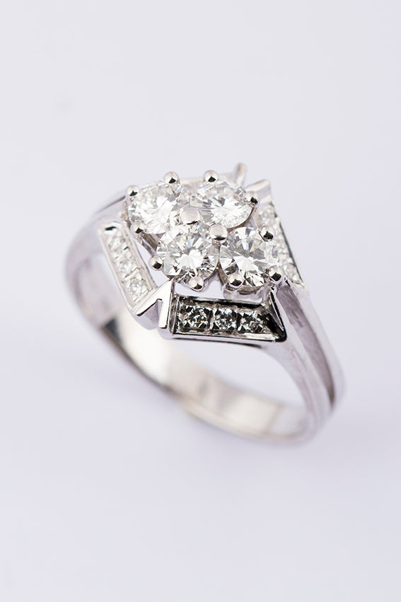 White gold ring with diamonds