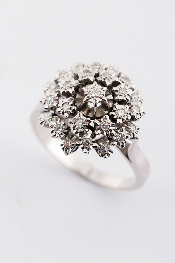 White gold double entourage ring