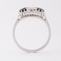 White gold row ring with brilliant and sapphires