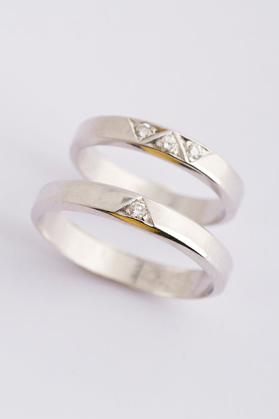 Wit gouden trouw ringen met briljant