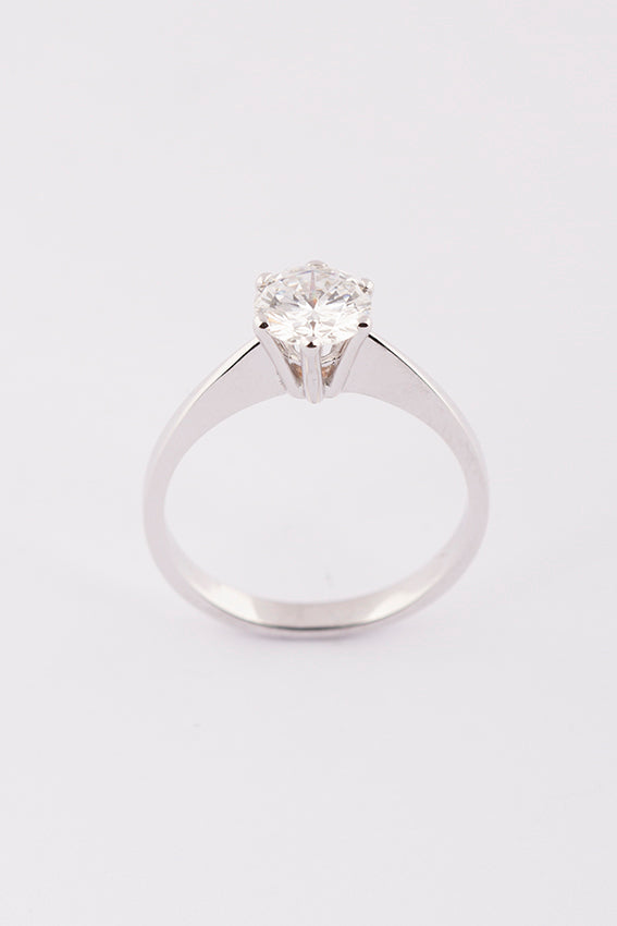 Wit gouden solitair ring met briljant 0.98 ct.