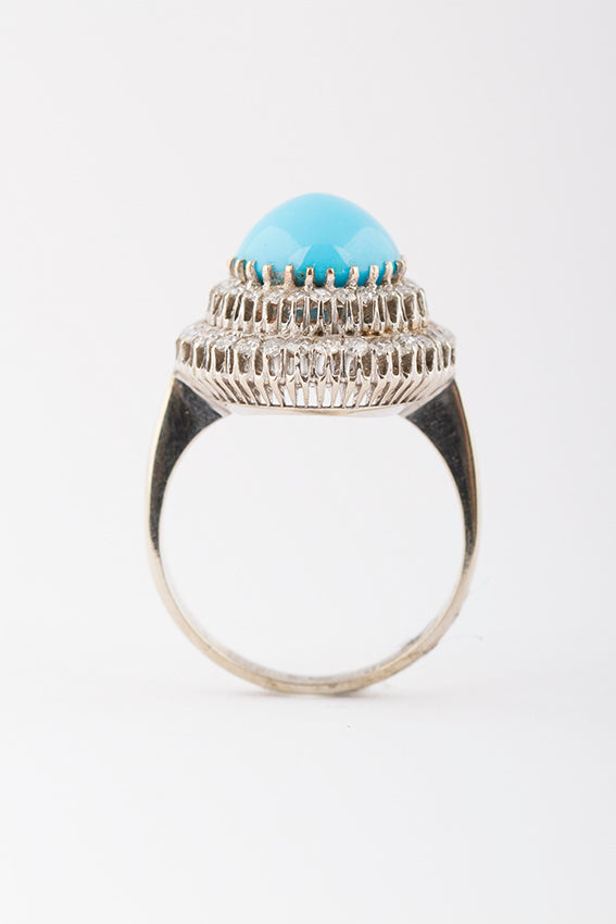 Dubbele entourage ring met turkoois