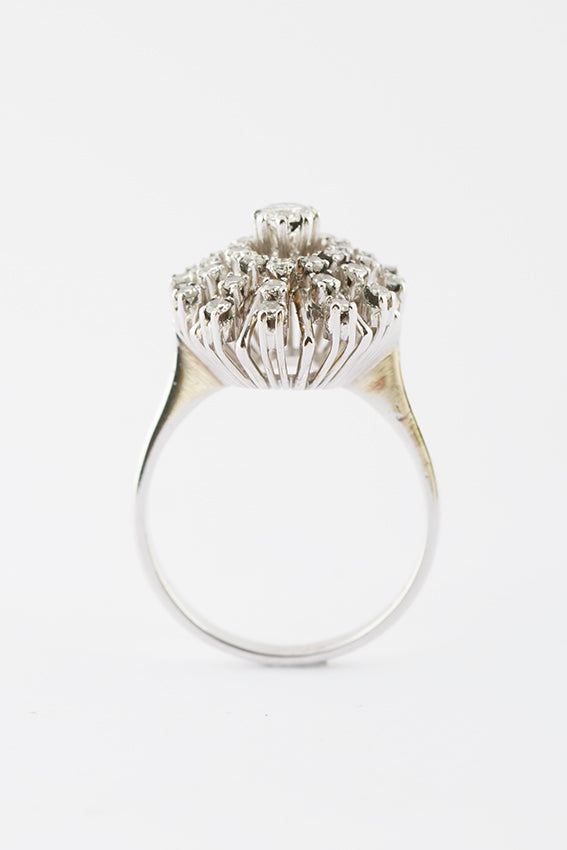 Wit gouden dubbele entourage ring met briljant en diamant