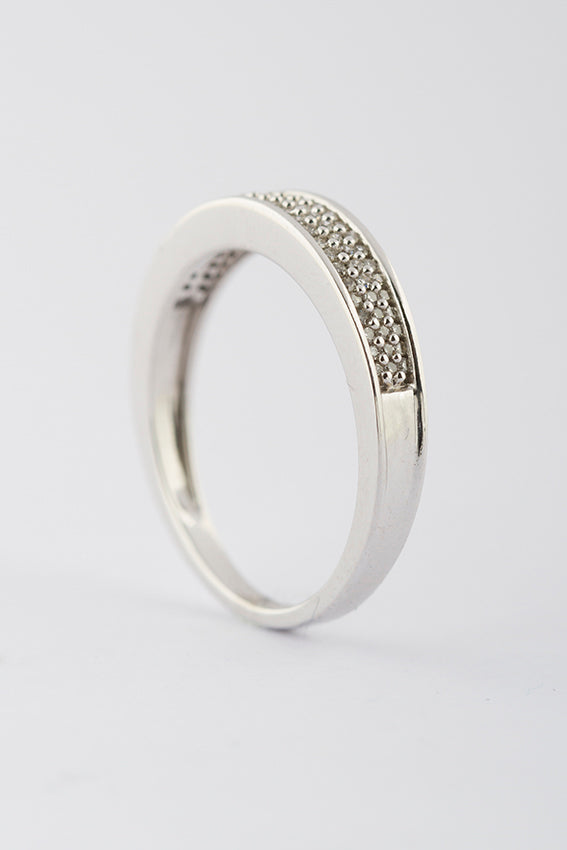 White gold band ring with diamonds