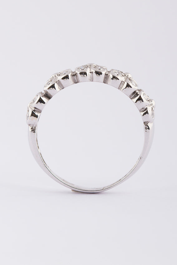 wit gouden rij ring met briljant