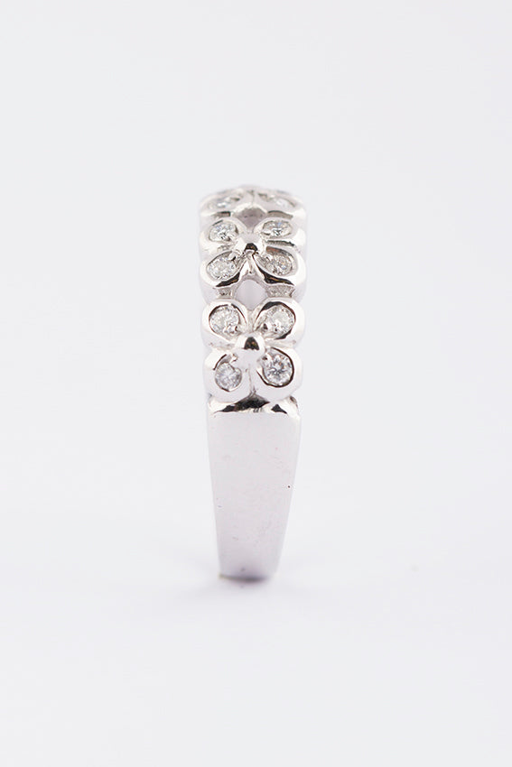 wit gouden rij ring met briljant