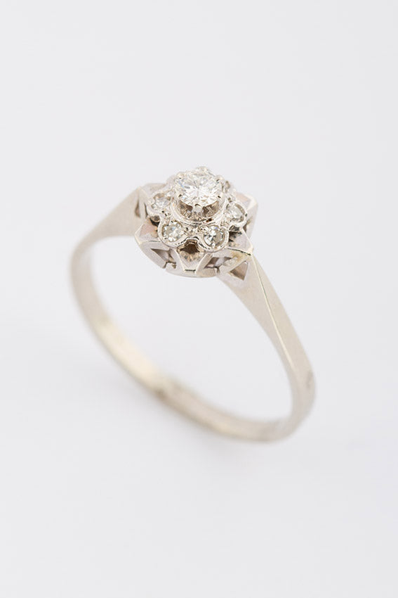 Entourage ring with brilliant and diamond