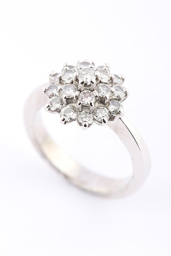 Wit gouden dubbele entourage ring met briljant