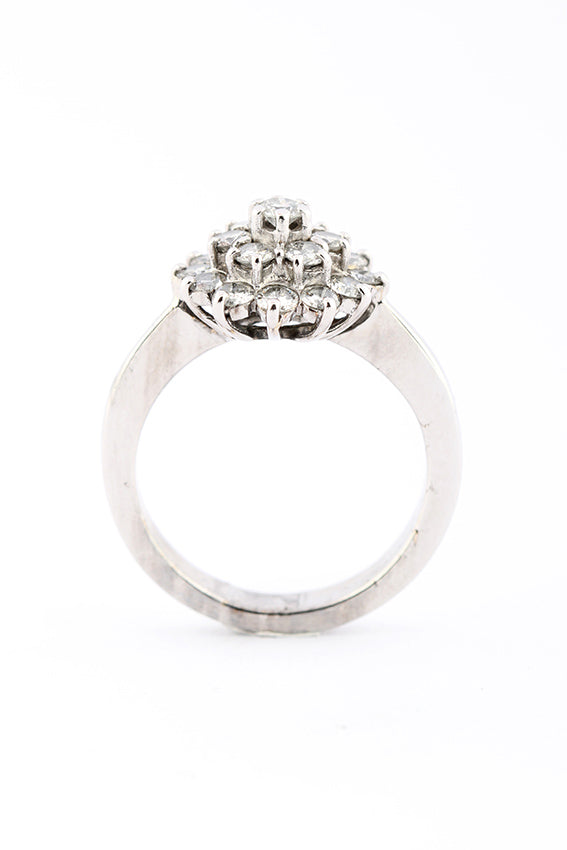 Wit gouden dubbele entourage ring met briljant