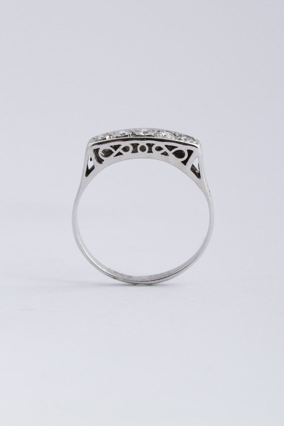 White gold row ring with diamonds
