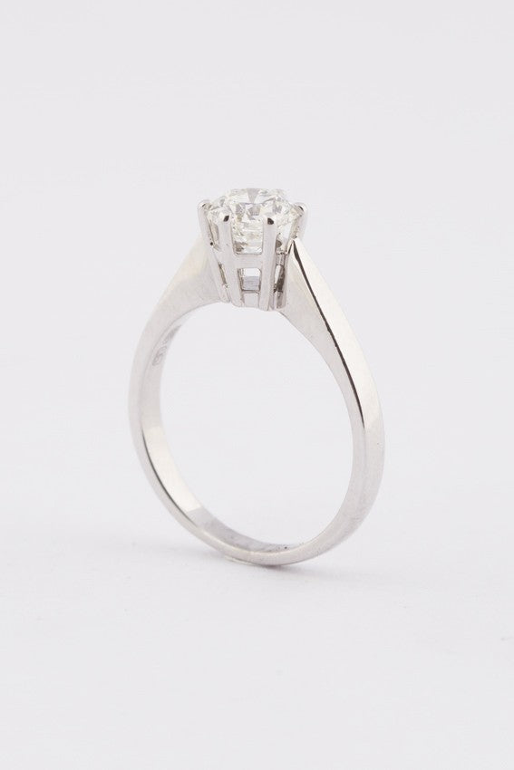 Wit gouden solitair ring met een briljant van 1.00 ct.
