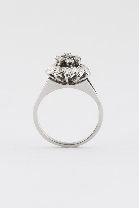 White gold entourage ring with diamonds