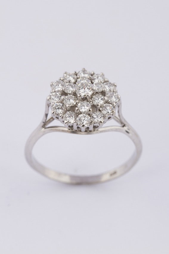 Wit gouden dubbele entourage ring met briljanten