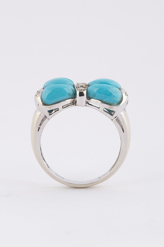 Wit gouden ring met briljanten en turkoois