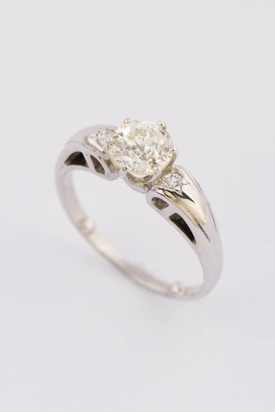 White gold solitaire ring with old-cut brilliant (1.3 ct.)