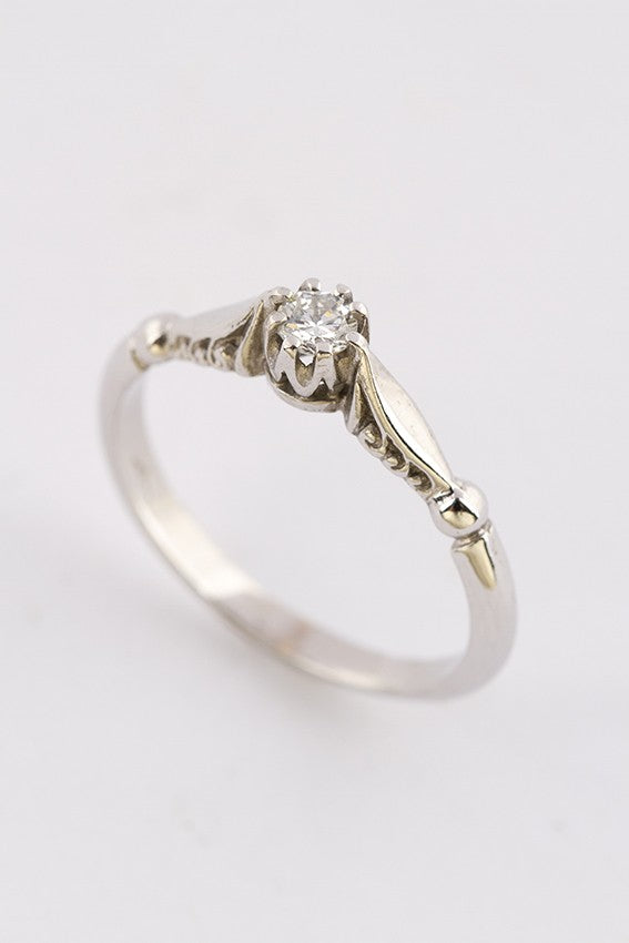 Wit gouden solitair ring met briljant (0.11 ct.)