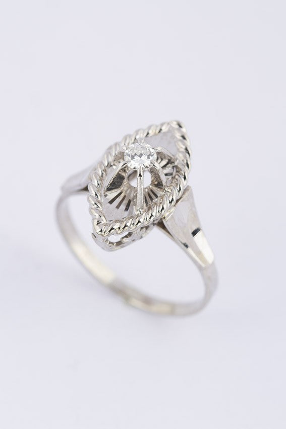White gold marquise ring with a brilliant