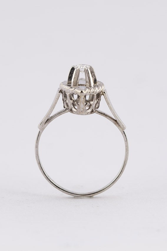 White gold marquise ring with a brilliant