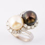 White gold ring with cultured pearls and brilliants