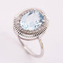 White gold ring with aquamarine and diamonds