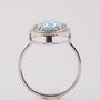 White gold ring with aquamarine and diamonds