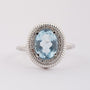 White gold ring with aquamarine and diamonds