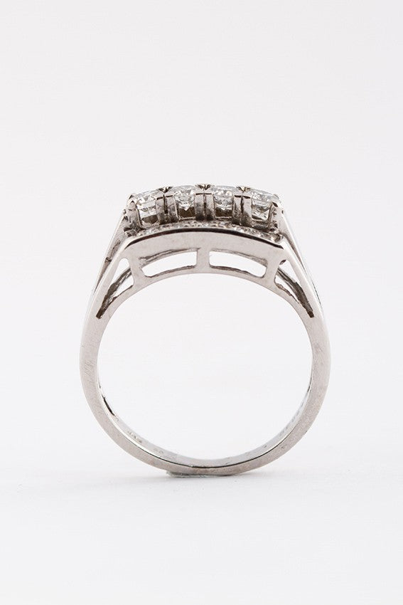 Wit gouden ring met briljant en diamant