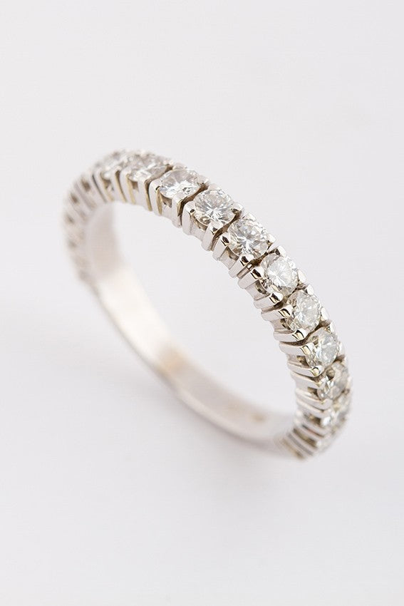 Gold half alliance ring with diamonds