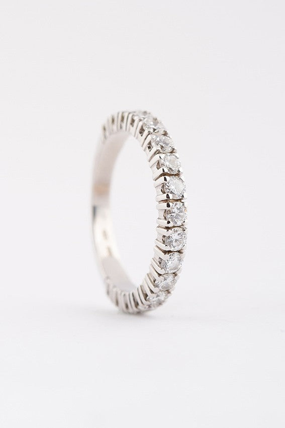 Gold half alliance ring with diamonds