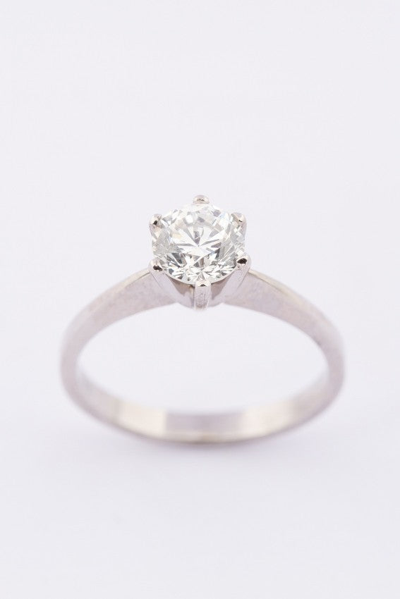 Wit gouden solitair ring met briljant (1.01 ct.)
