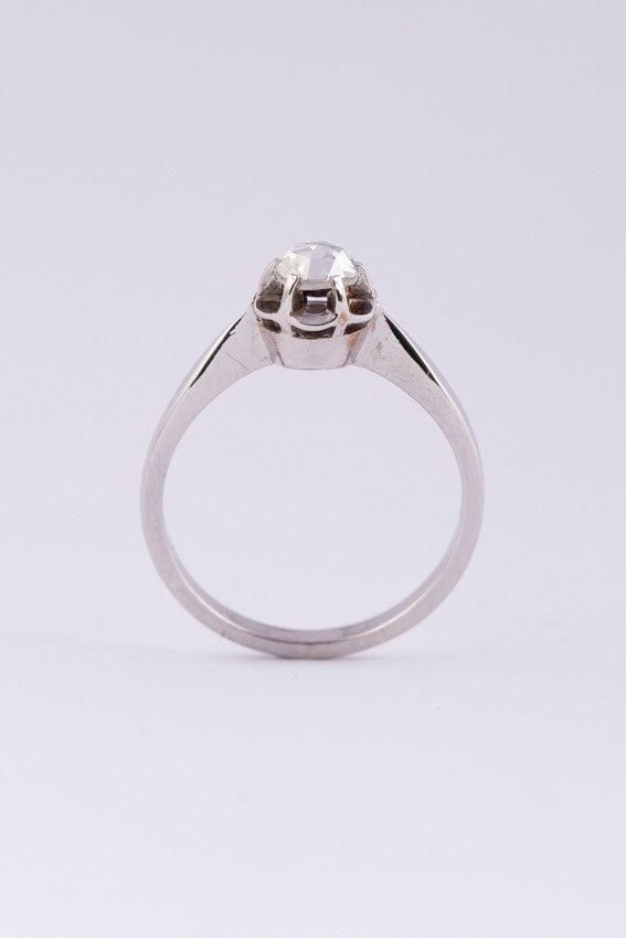 wit gouden solitair ring met een roos geslepen diamant