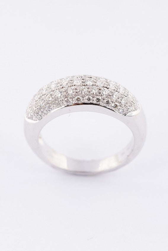 White gold band ring with 5 rows of brilliant-cut diamonds (0.79 ct.)
