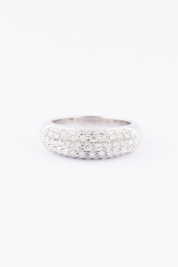 Wit gouden band ring met 5 rijen briljanten (0.79 ct.)