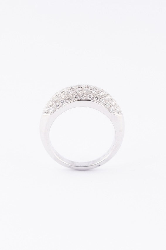 Wit gouden band ring met 5 rijen briljanten (0.79 ct.)