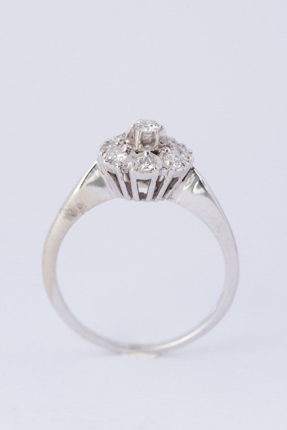 White gold entourage ring with diamonds