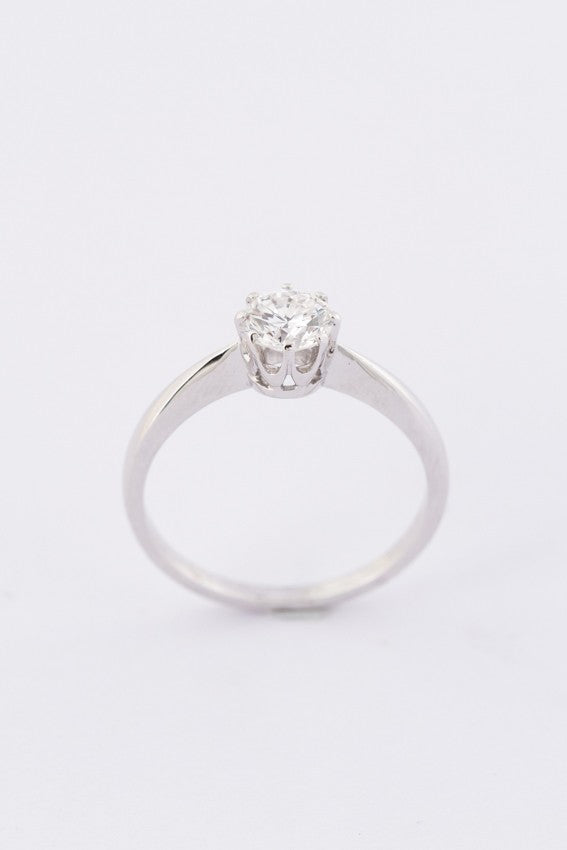 Wit gouden solitaire ring met een briljant (0.50 ct.)