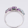 9 krt. ring met amethist, topaas en saffier (Bwg)