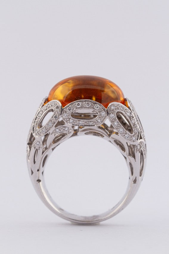 Wit gouden ring met citrien en briljanten